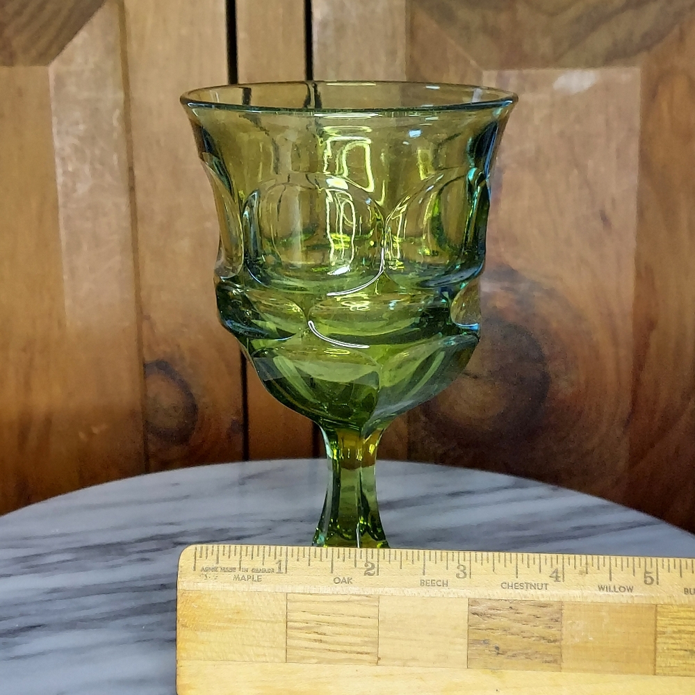 Vintage Green Glass Goblet - Picture 4 of 9